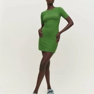Reformation Green Rib Knit Mini Dress Medium